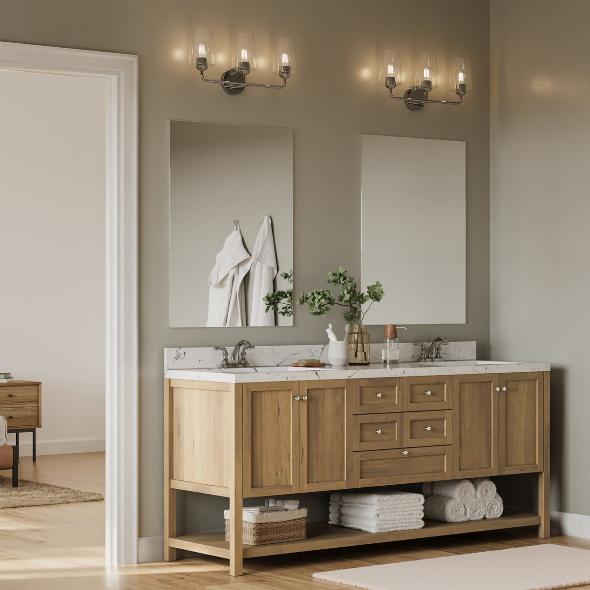 Progress Lighting Celino 3 light bath vanity wall light installed in bathroom