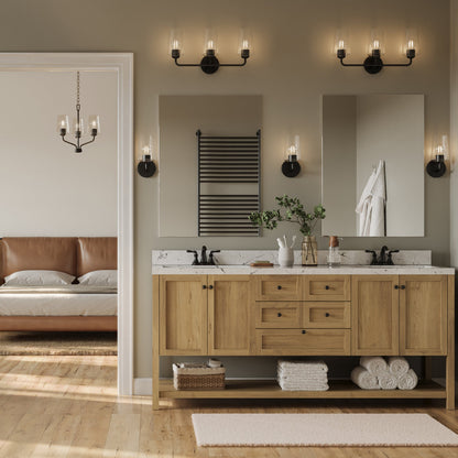 Progress Lighting Celino black bath vanity wall lights in bathroom setting