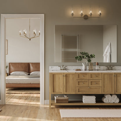 Celino brushed nickel bath vanity wall light in bathroom setting