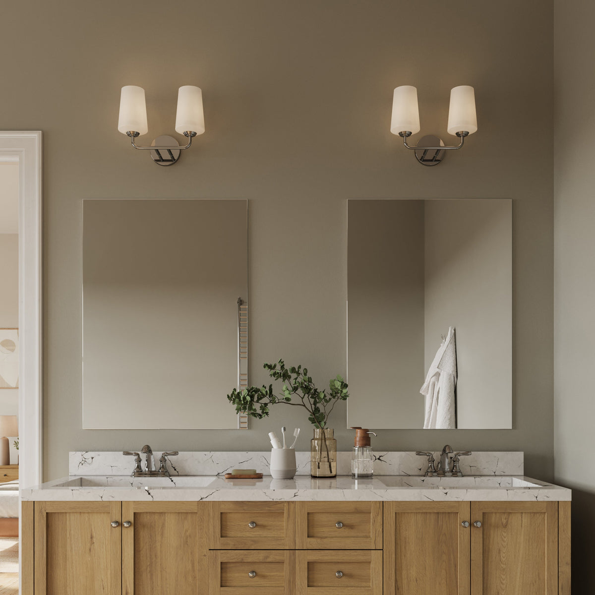 Progress Lighting Celino 2 light bath vanity wall light in bathroom setting
