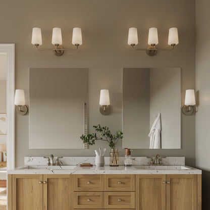Celino 3 light bath vanity wall light in bathroom setting