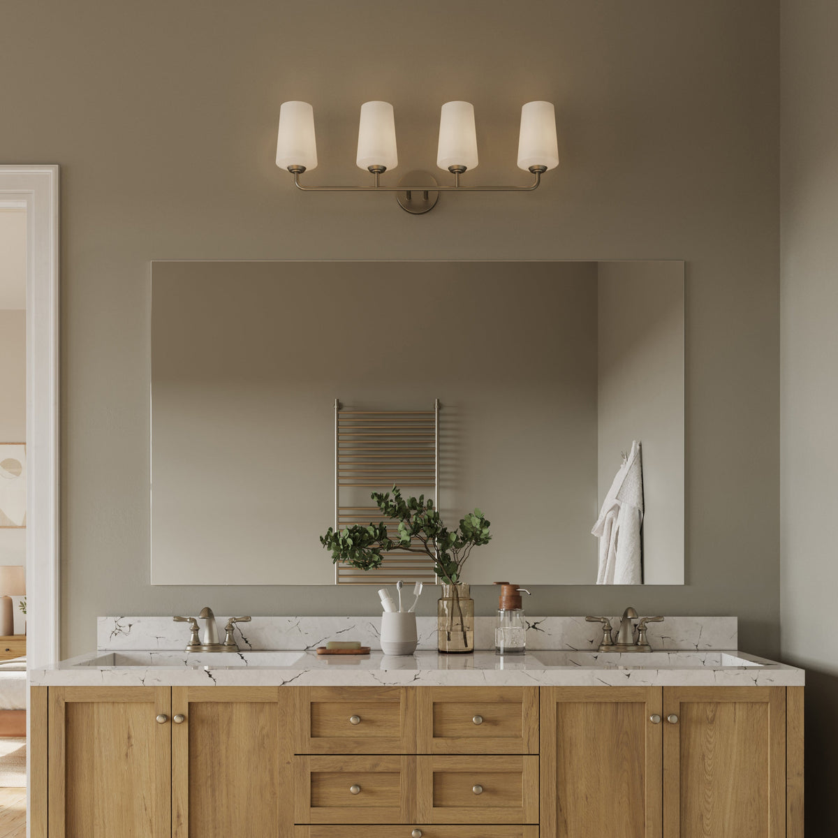 Progress Lighting P300545-009 Celino 4 Light Brushed Nickel Bath Vanity Wall Light - Lifestyle