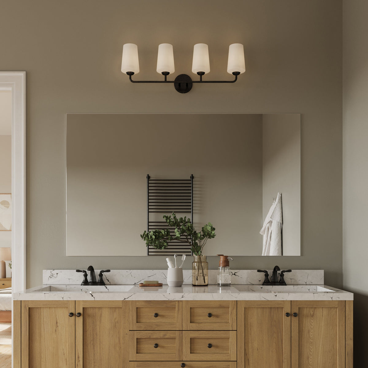 Progress Lighting Celino 4 light black bath vanity wall light in bathroom