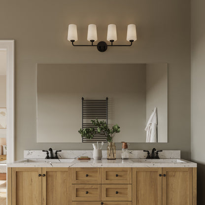 Progress Lighting Celino 4 light black bath vanity wall light in bathroom