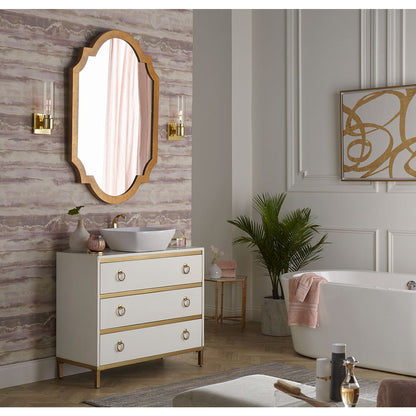Progress Lighting P300299-012 Clarion Satin Brass Bath Vanity Wall Light shown installed in a bathroom setting