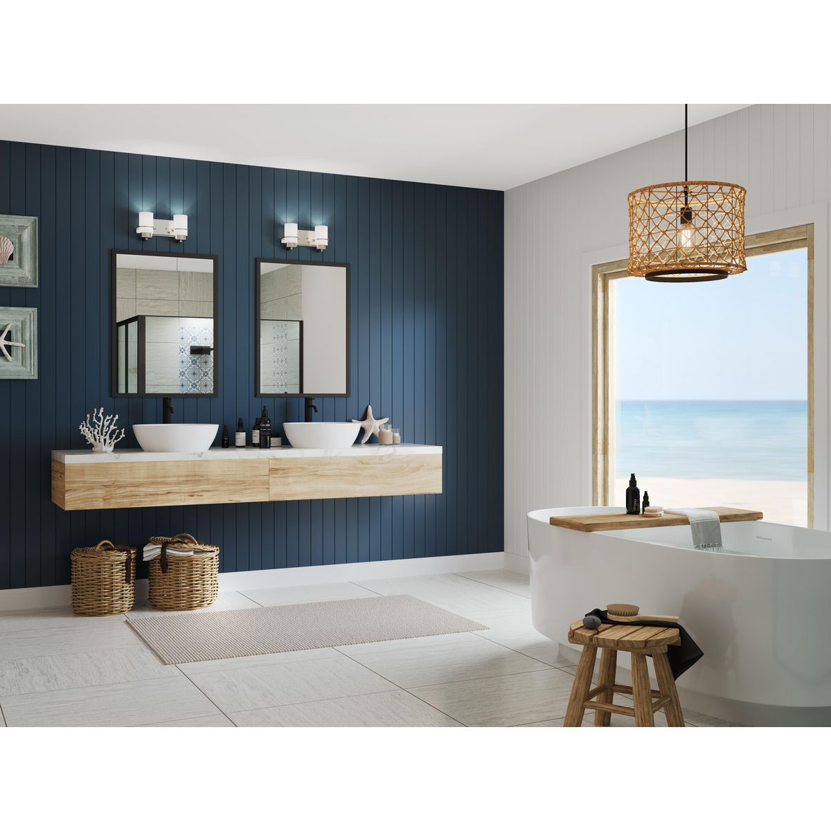 Progress Lighting P300414-009 Reiss 2 Light Brushed Nickel Bath Vanity Wall Light - Lifestyle Application Shot