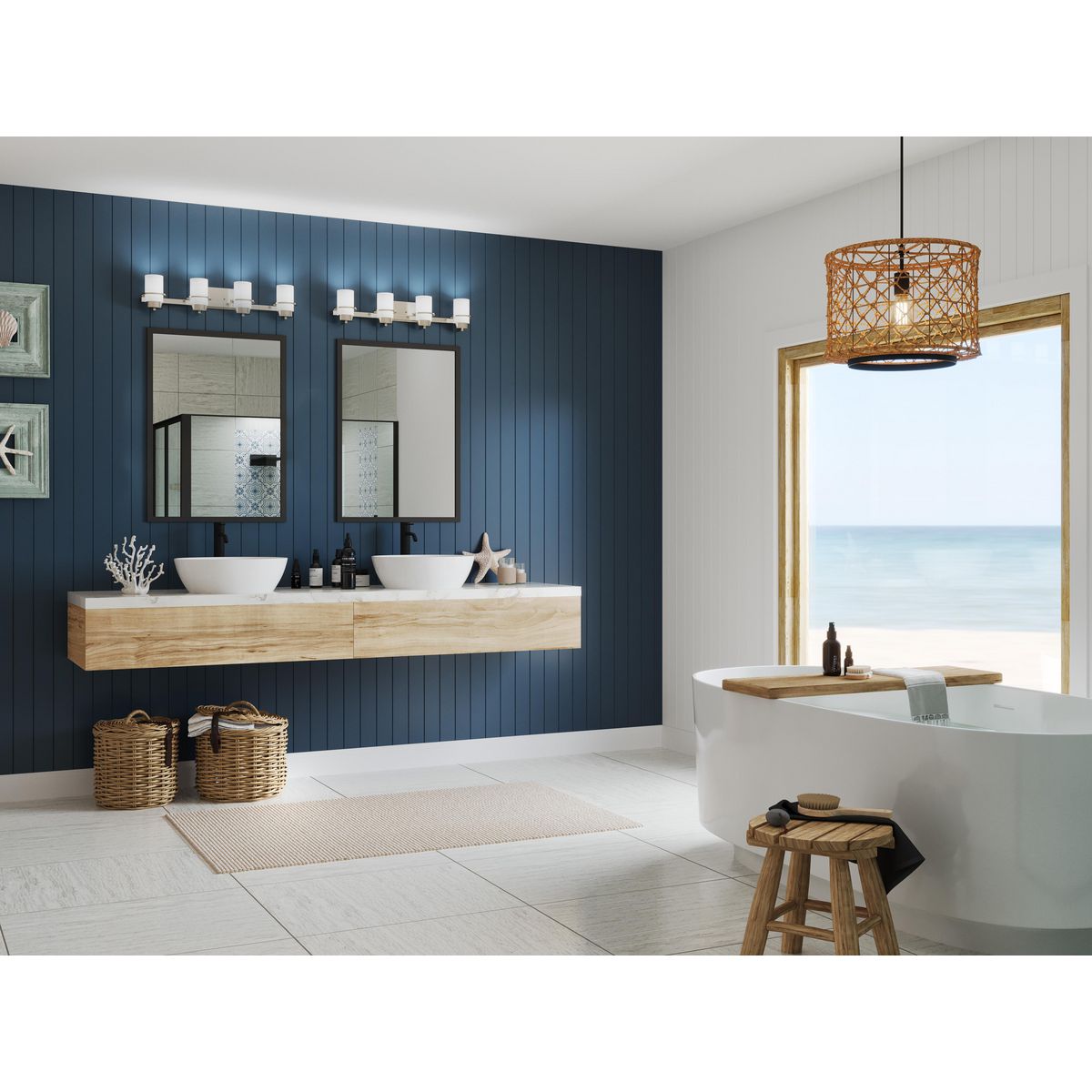 Progress Lighting P300416-009 Reiss 4 Light Brushed Nickel Bath Vanity Wall Light - Lifestyle View