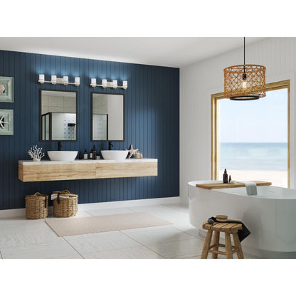 Progress Lighting P300416-009 Reiss 4 Light Brushed Nickel Bath Vanity Wall Light - Lifestyle View
