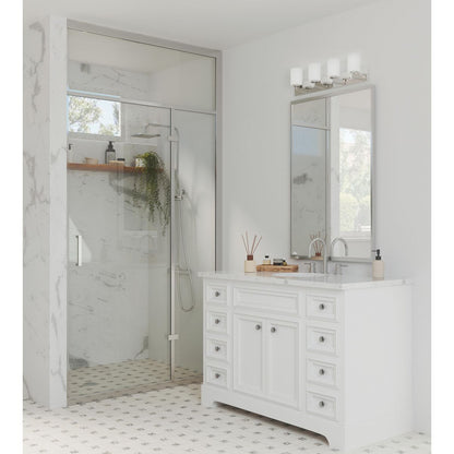 Progress Lighting Merry 4 light polished chrome bath vanity wall light in bathroom setting