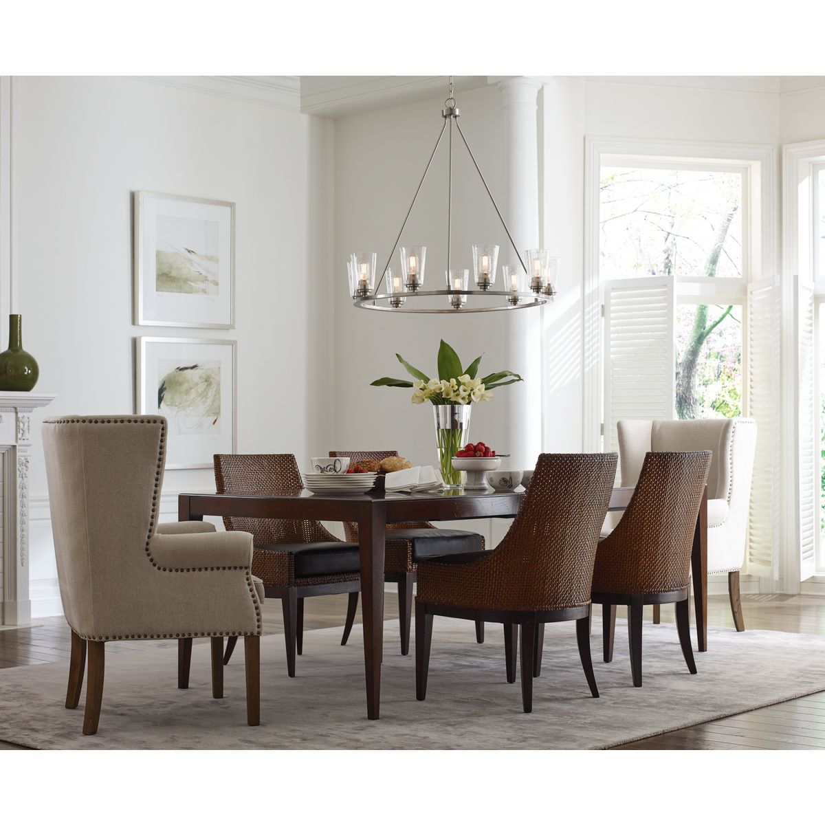 Progress Lighting Debut chandelier shown with glass accessory shades installed