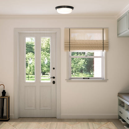 Progress Lighting P350304-031 Edessa Black flush mount ceiling light in hallway