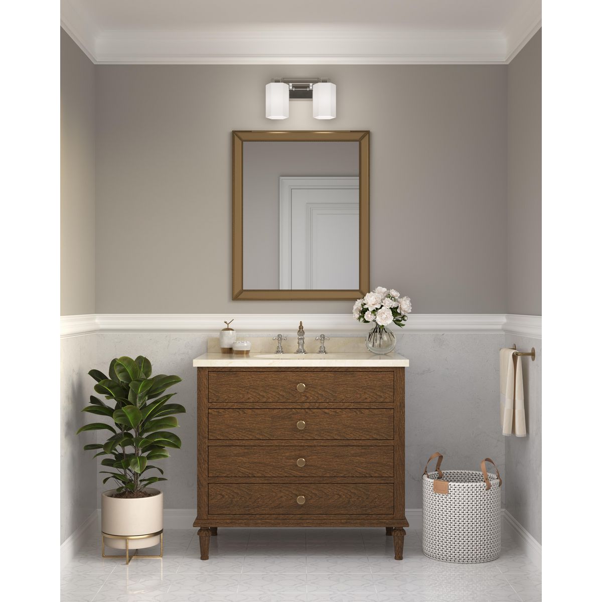 Progress Lighting P300477-015 Estrada 2 Light Polished Chrome Bath Vanity Wall Light - Lifestyle Room Scene