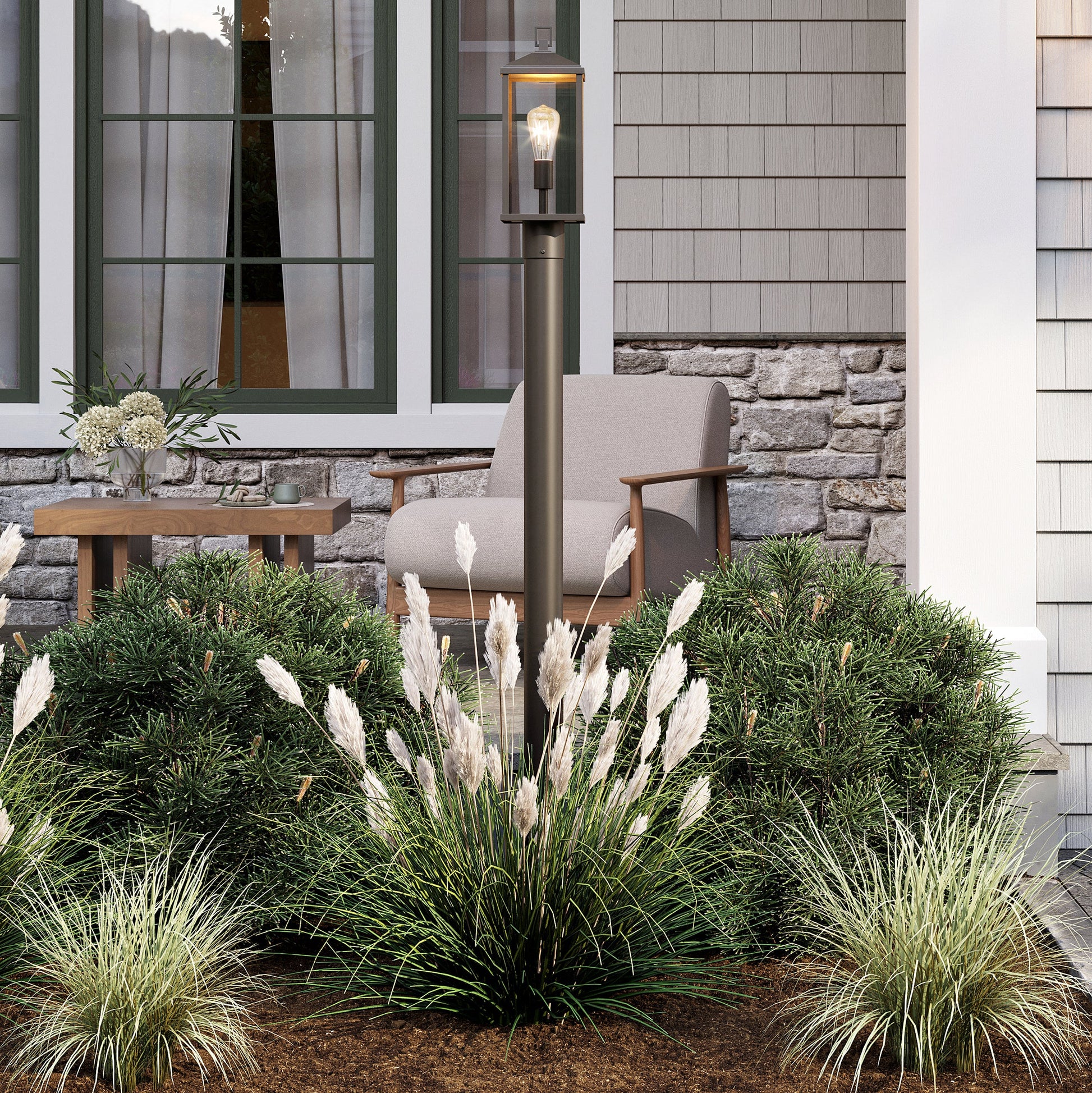 Progress Lighting P540114-020 Cantley Antique Bronze Outdoor Post Lantern - Daytime Lifestyle Close-Up