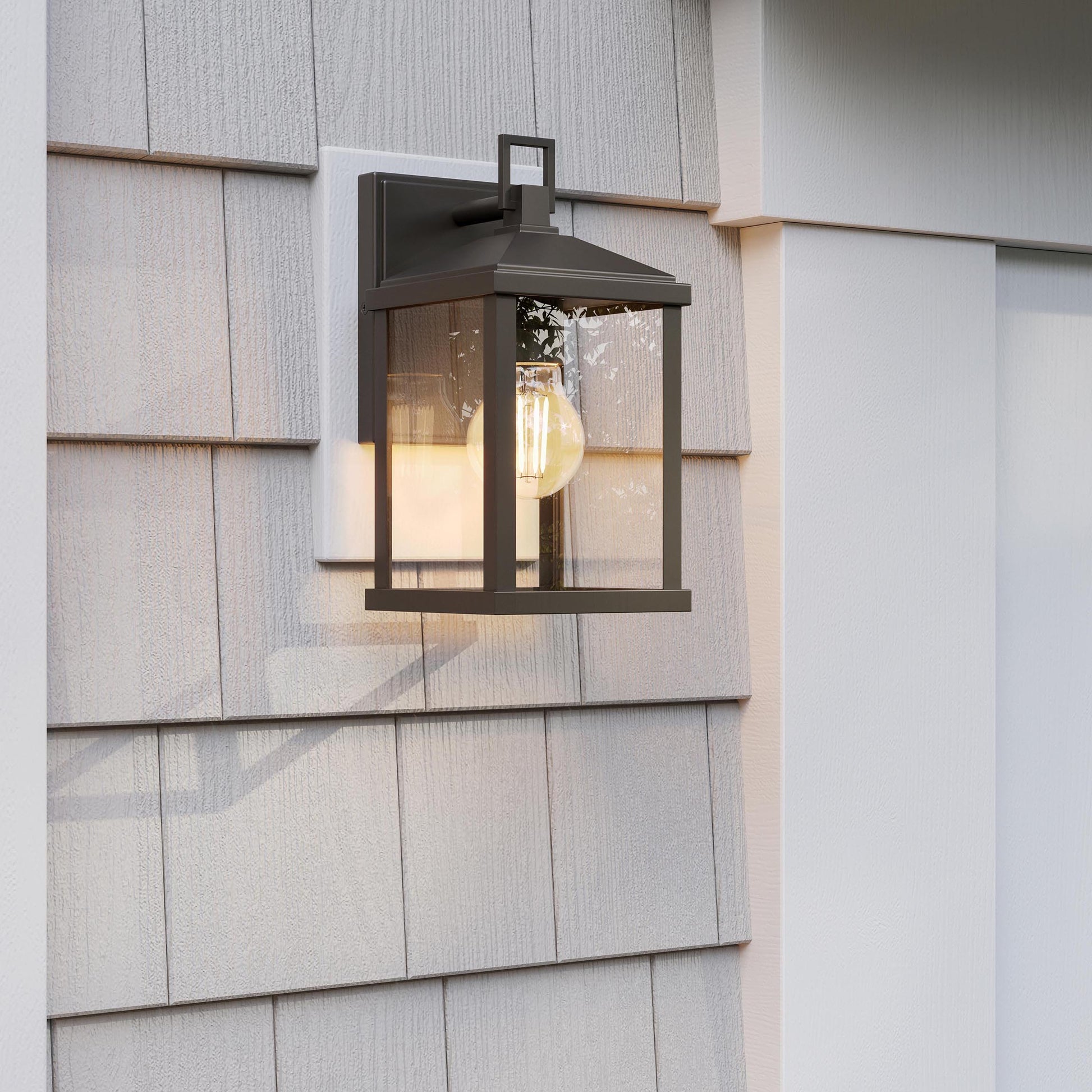 Progress Lighting P560404-020 Cantley Antique Bronze Outdoor Wall Lantern Installed on Exterior Wall