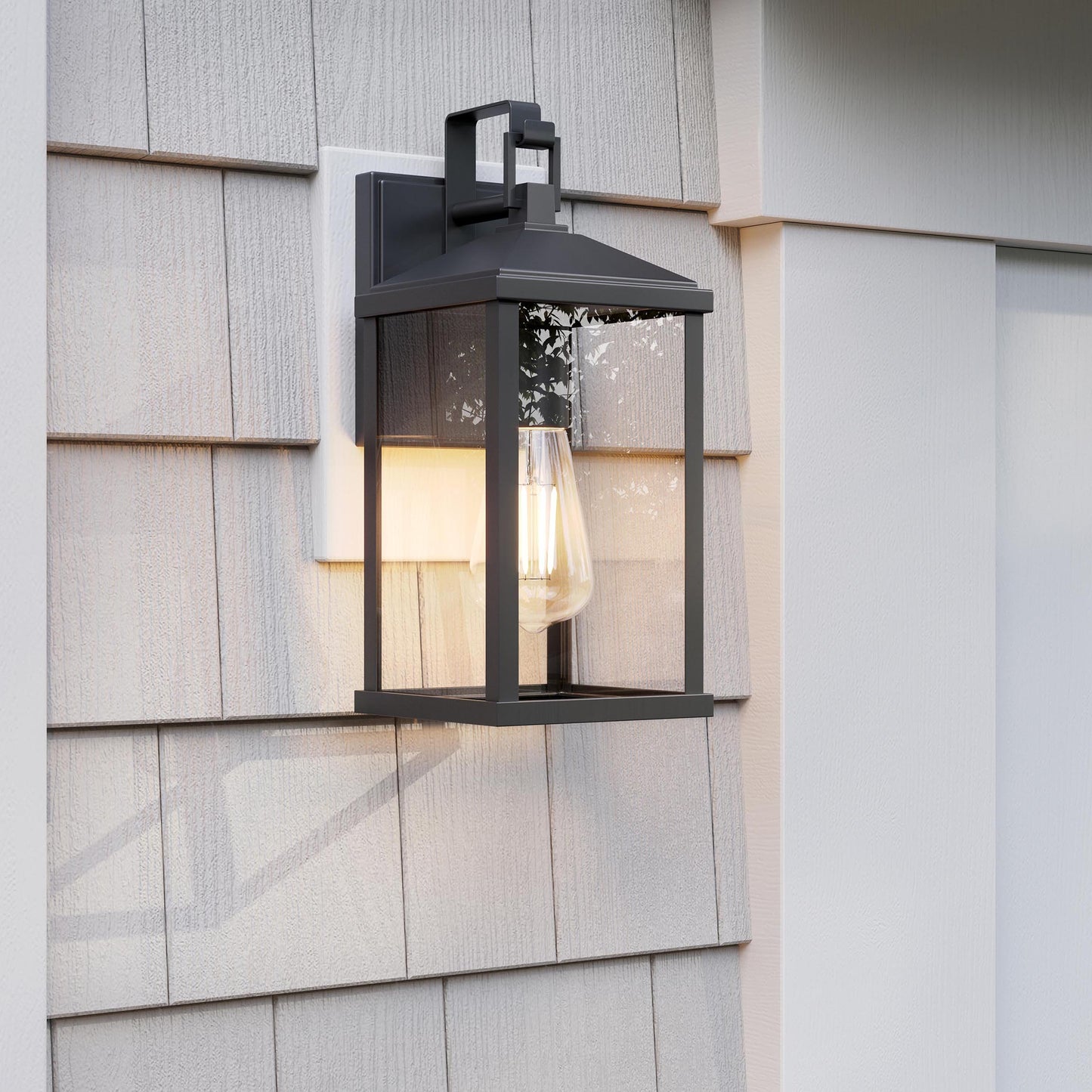 Progress Lighting P560405-31M Cantley Matte Black Outdoor Wall Lantern - Lifestyle Day Shot on Exterior Wall