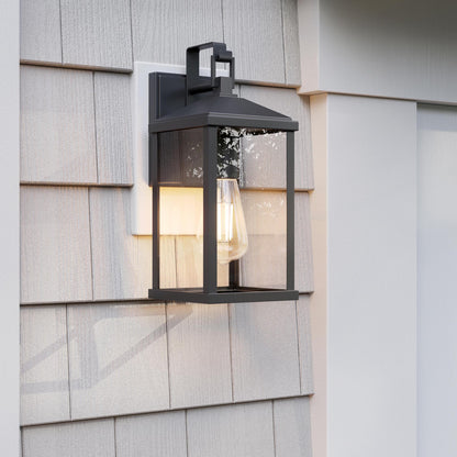 Progress Lighting P560405-31M Cantley Matte Black Outdoor Wall Lantern - Lifestyle Day Shot on Exterior Wall