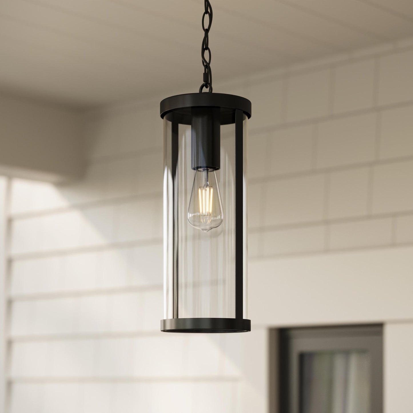 Progress Lighting P550145-31M Kagen Outdoor Hanging Lantern Installed on Covered Porch
