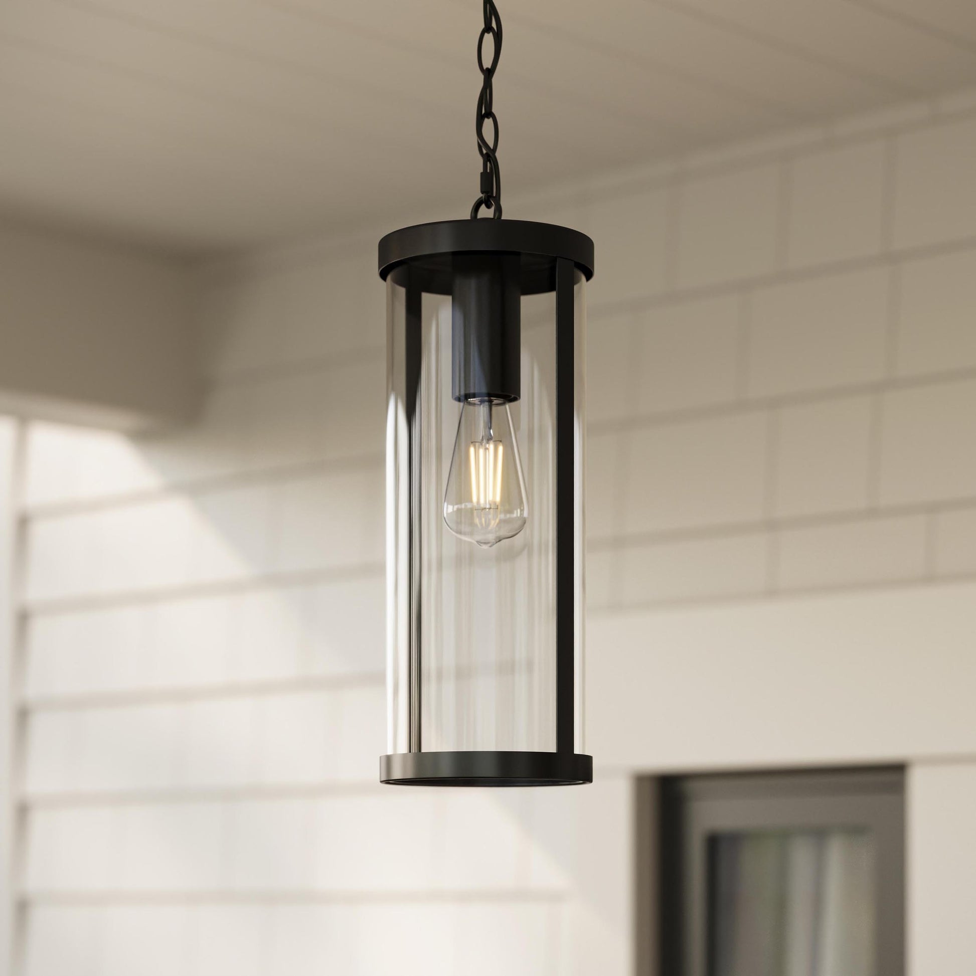 Progress Lighting P550145-31M Kagen Outdoor Hanging Lantern Installed on Covered Porch