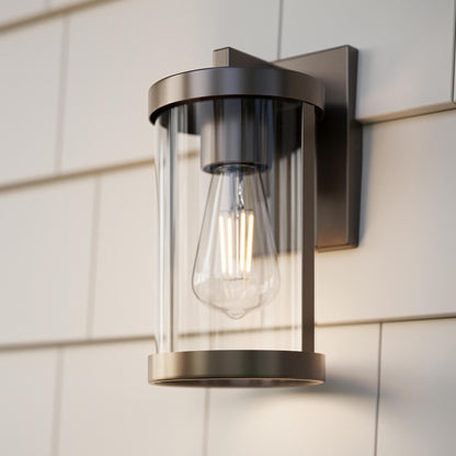 Progress Lighting P560393-020 Kagen Antique Bronze Outdoor Wall Lantern Installed on Exterior Wall