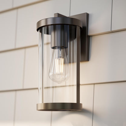 Progress Lighting Kagen P560394-020 Antique Bronze Outdoor Wall Lantern Installed on Exterior Wall