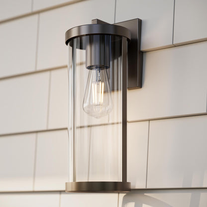 Progress Lighting P560395-020 Kagen Antique Bronze Outdoor Wall Lantern - Lifestyle Application Shot on Exterior Wall
