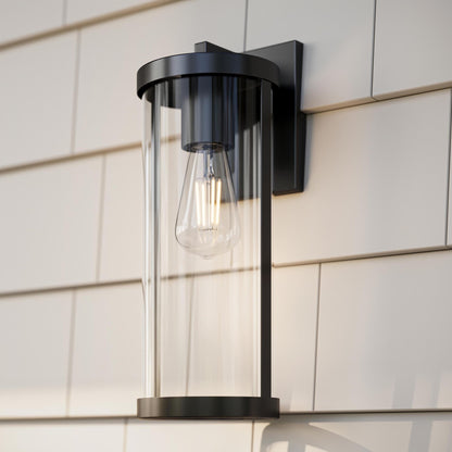Progress Lighting P560395-31M Kagen Matte Black Outdoor Wall Lantern Installed on Exterior Wall