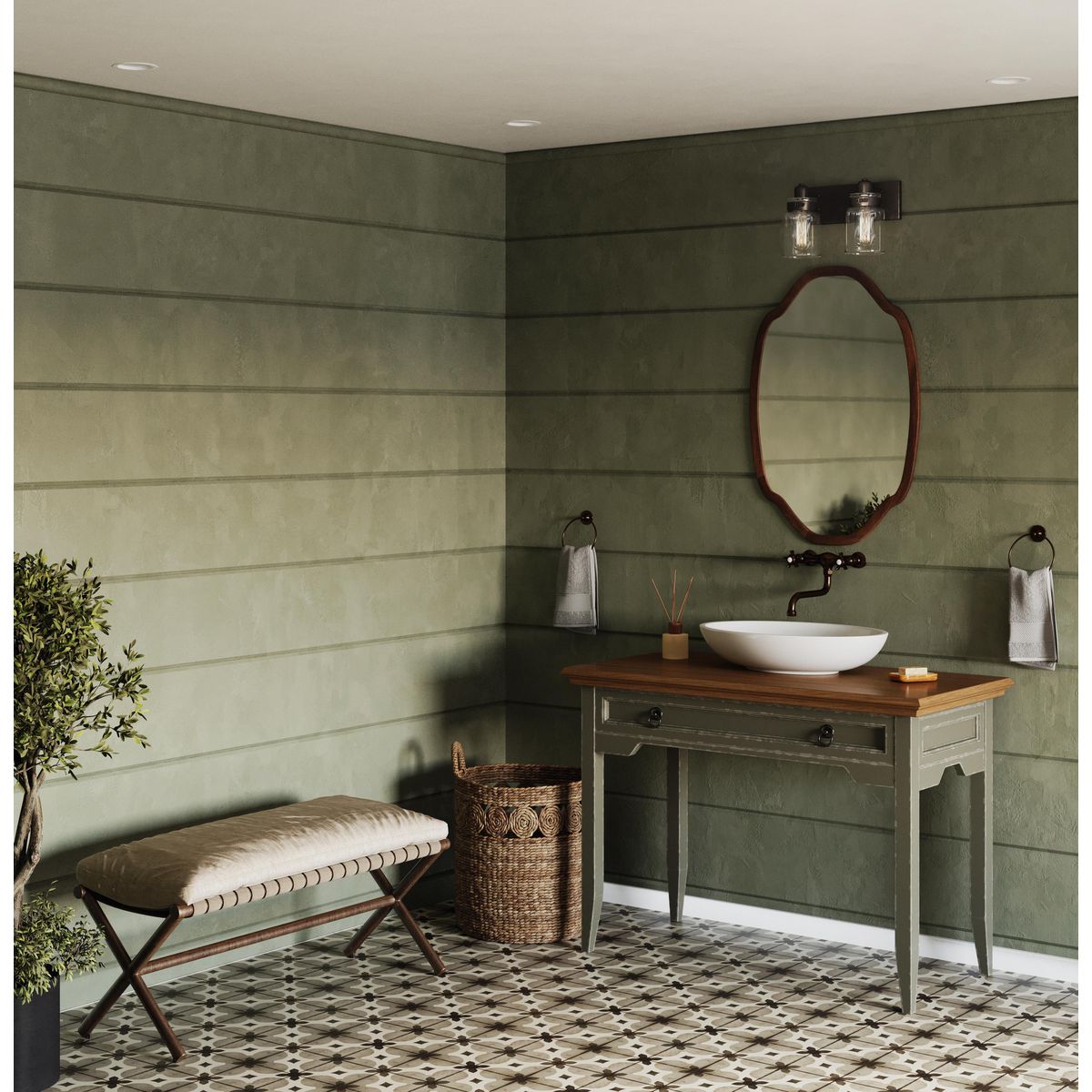 Progress Lighting P300046-020 Calhoun 2 Light Antique Bronze Bath Vanity Wall Light - Lifestyle