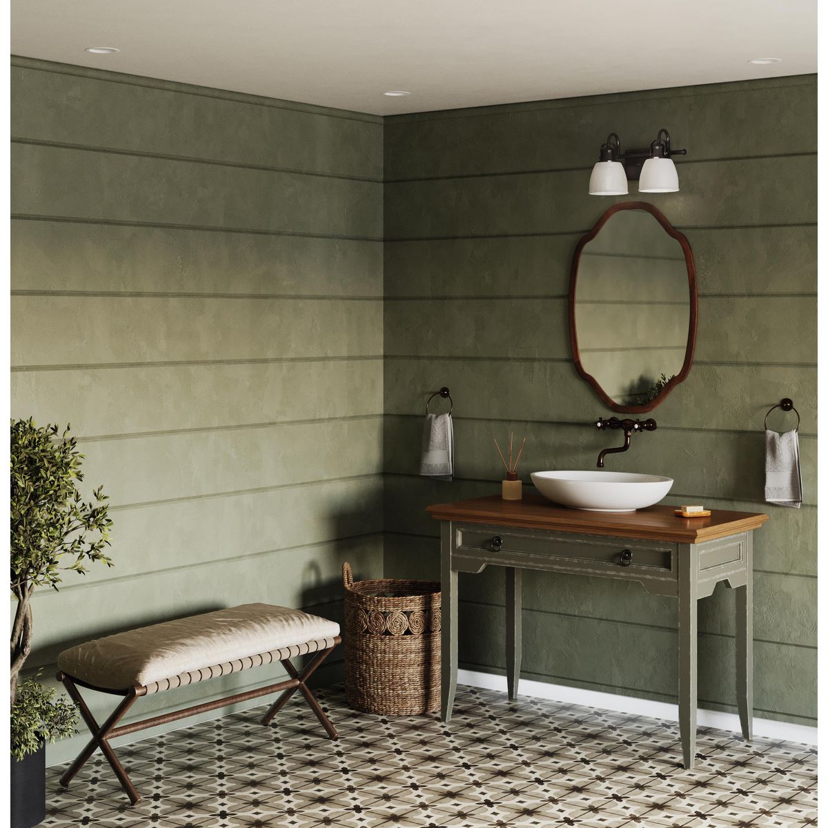 Progress Lighting P300427-31M Preston 2 Light Matte Black Bath Vanity Wall Light - Lifestyle Image