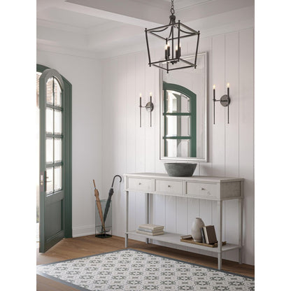 Progress Lighting P710107-31M Elara 2 Light Matte Black Wall Bracket in a Farmhouse Entryway Lifestyle Setting