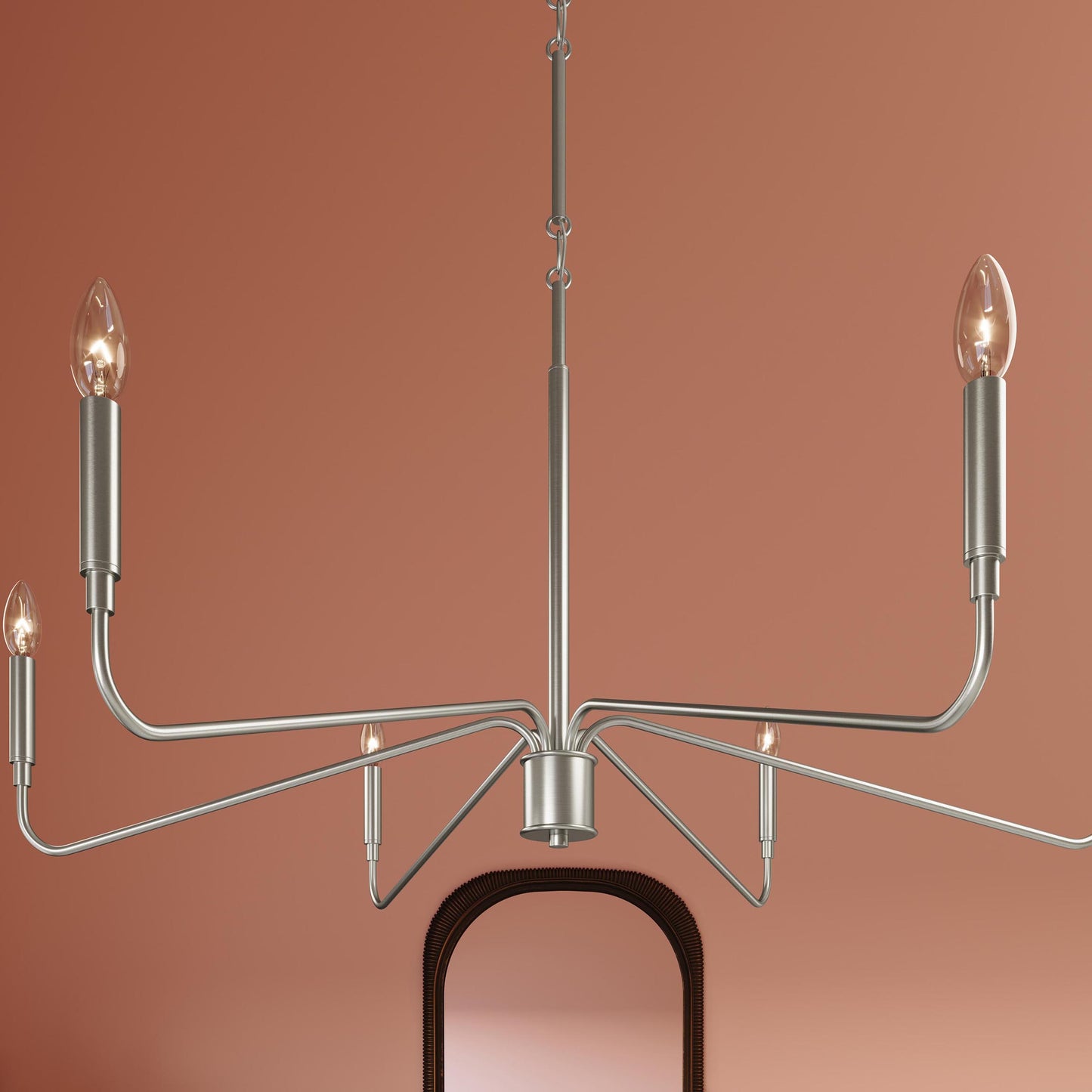 Progress Lighting P400472-009 Pilar Brushed Nickel Chandelier - Detail Close-Up
