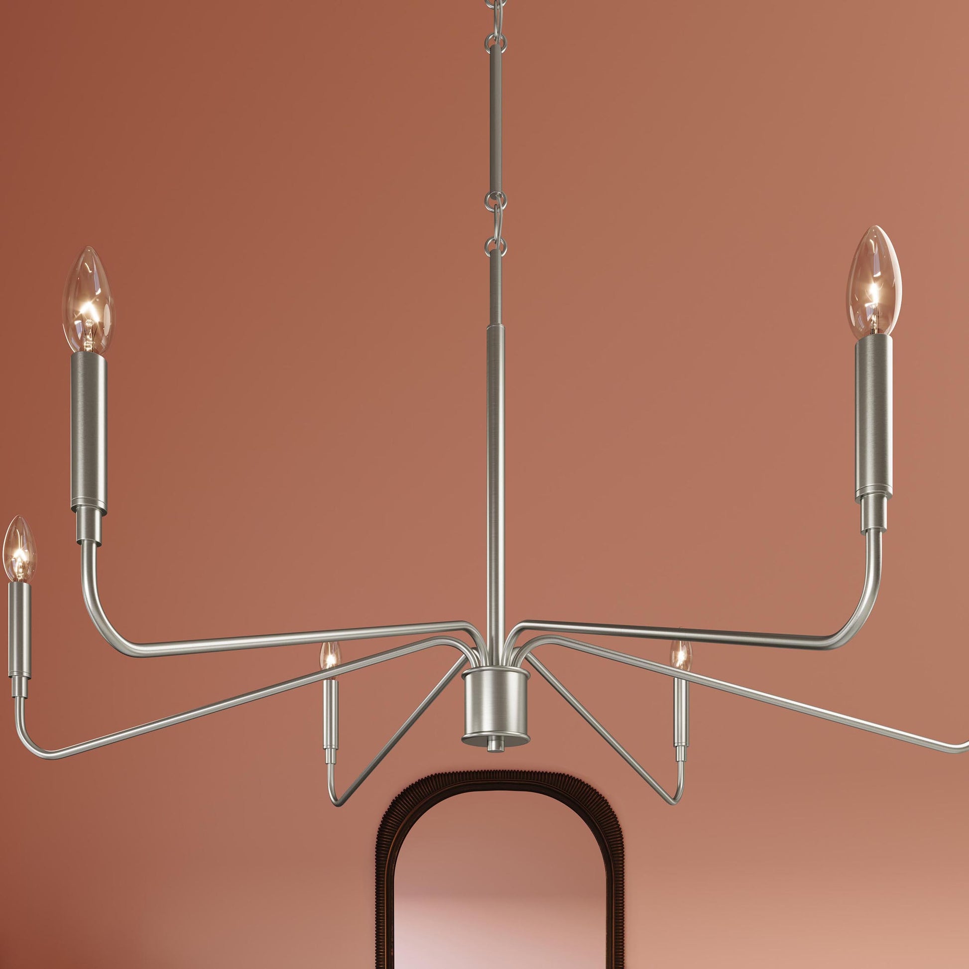 Progress Lighting P400472-009 Pilar Brushed Nickel Chandelier - Detail Close-Up