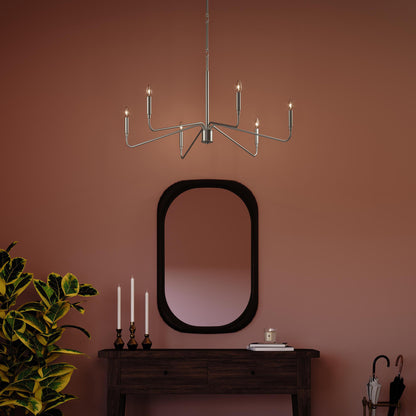 Progress Lighting P400472-009 Pilar 6 Light 40 inch Brushed Nickel Chandelier Ceiling Light