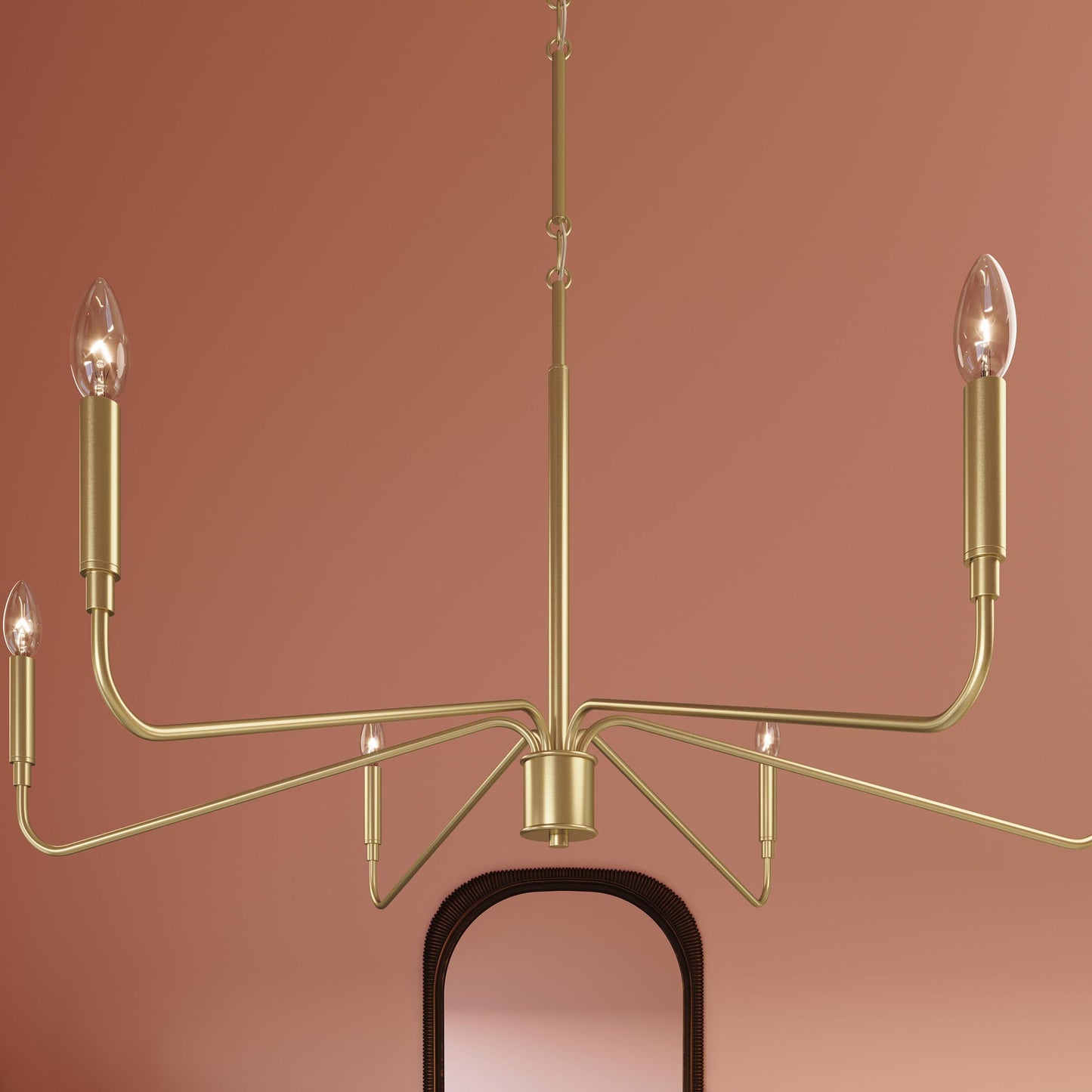 Progress Lighting P400472-191 Pilar Brushed Gold Chandelier Close-Up Detail View