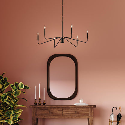 Progress Lighting P400472-31M Pilar Matte Black Chandelier - Foyer Day Lifestyle