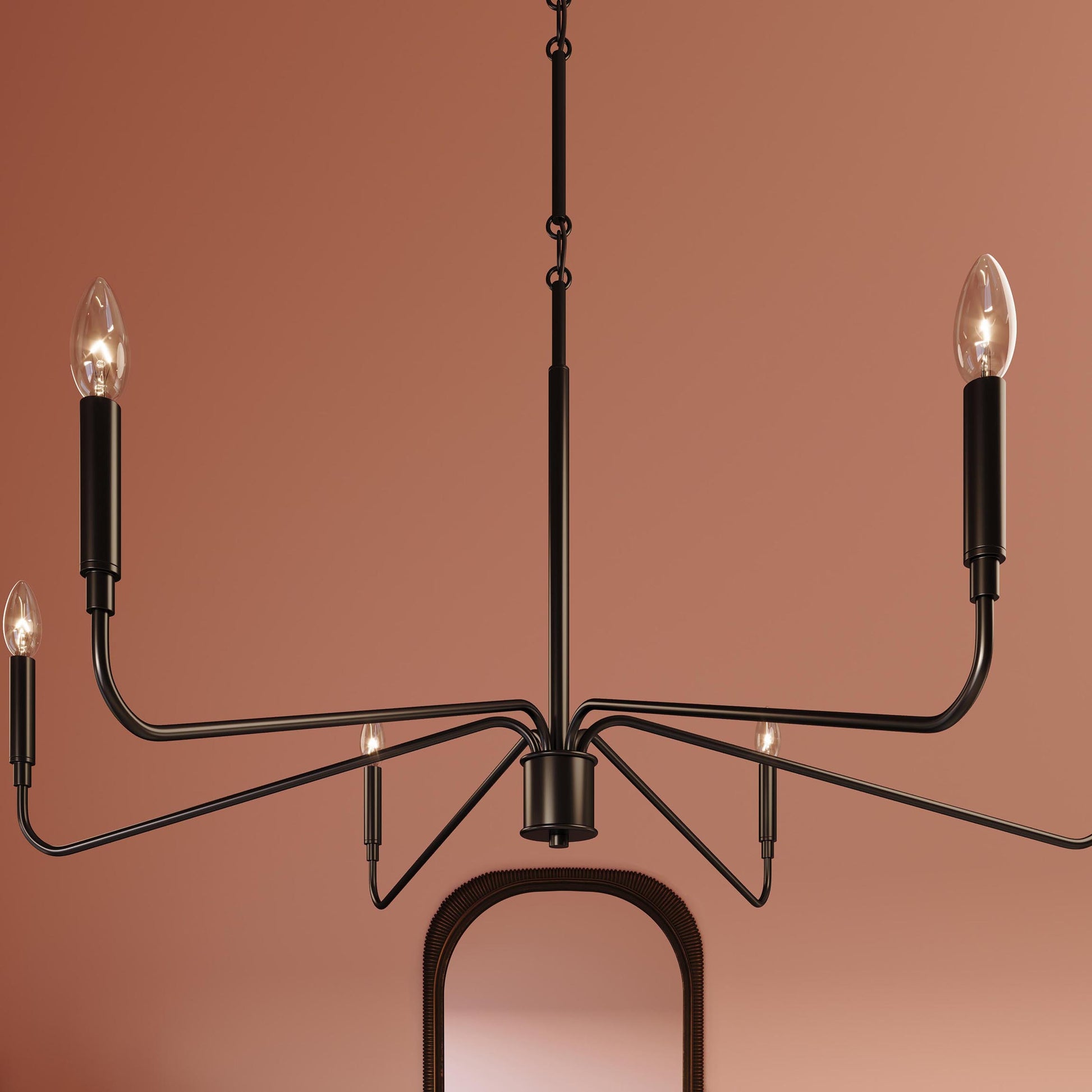 Progress Lighting P400472-31M Pilar Matte Black Chandelier - Detail Close-Up