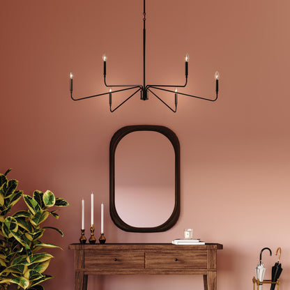 Progress Lighting P400473-31M Pilar Matte Black Chandelier - Lifestyle Room Setting