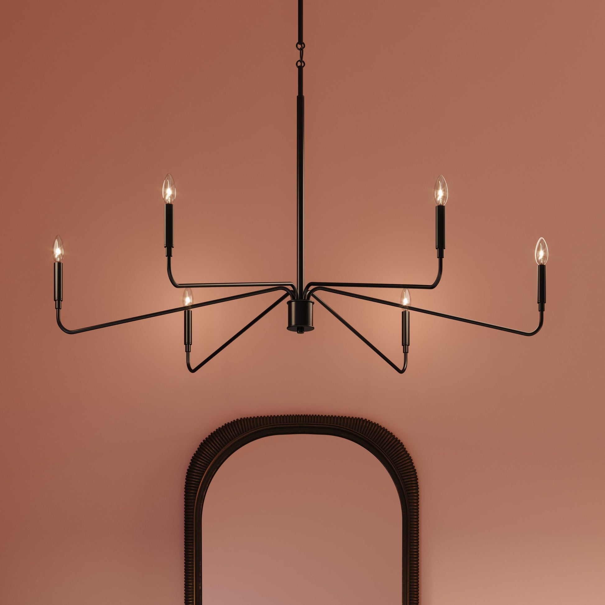 Progress Lighting P400473-31M Pilar Matte Black Chandelier - Lifestyle View Day