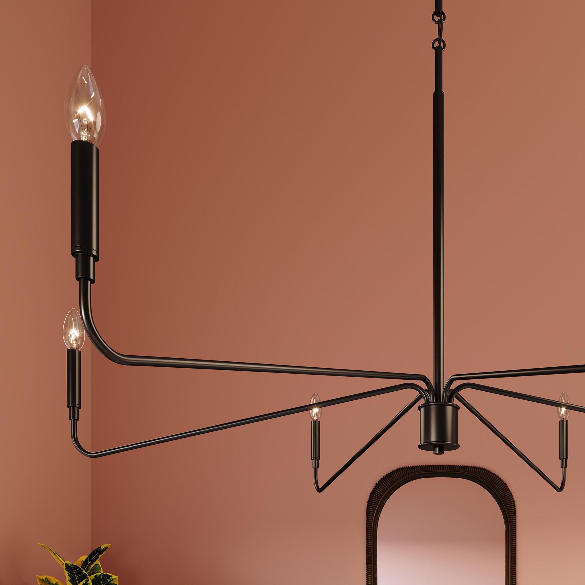 Progress Lighting P400473-31M Pilar Matte Black Chandelier - Detail Close-Up