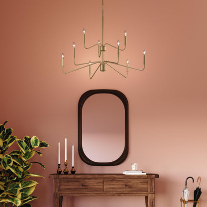 Progress Lighting P400474-191 Pilar Brushed Gold Chandelier in Foyer Lifestyle Setting