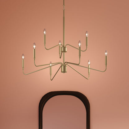Progress Lighting P400474-191 Pilar 9 Light 40 inch Brushed Gold Chandelier