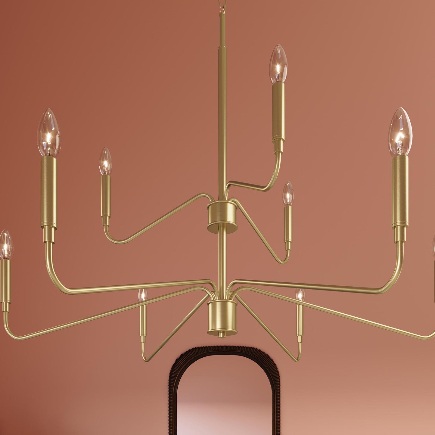 Progress Lighting P400474-191 Pilar Brushed Gold Chandelier Detail Close-Up