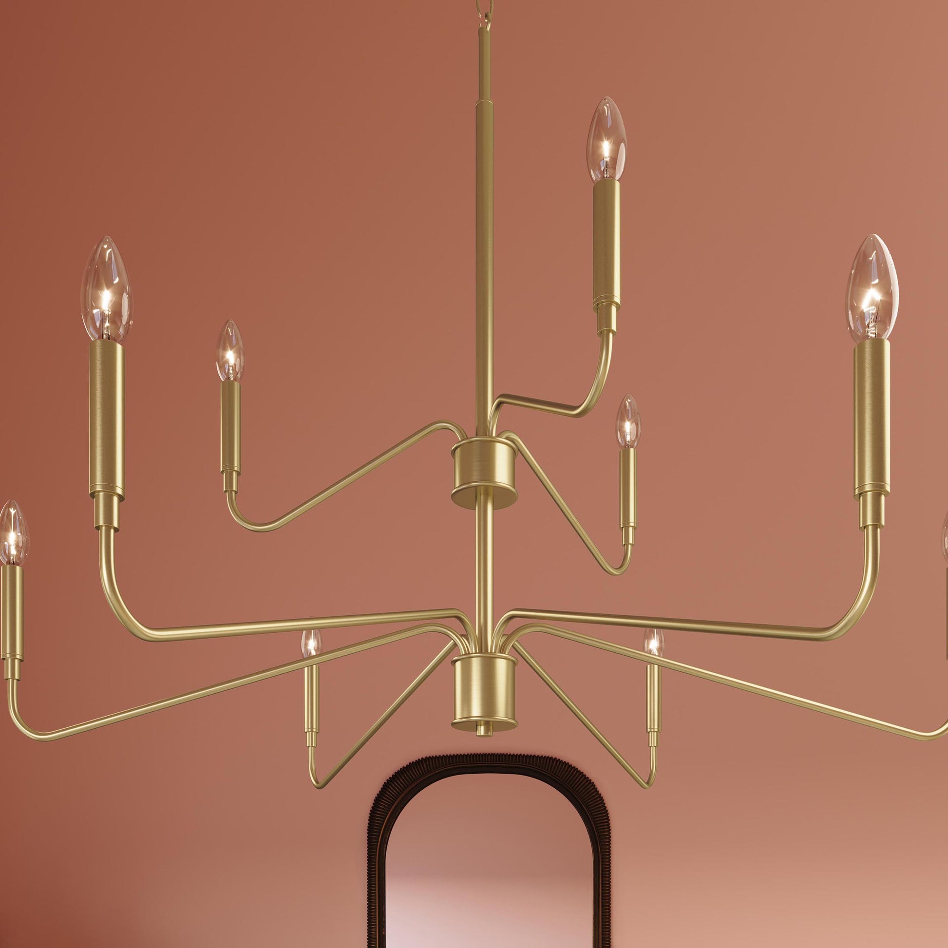 Progress Lighting P400474-191 Pilar Brushed Gold Chandelier Detail Close-Up