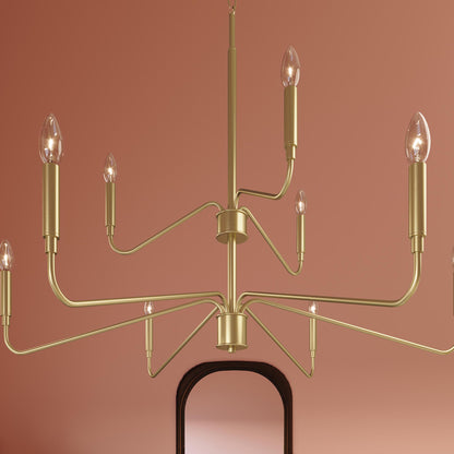Progress Lighting P400474-191 Pilar Brushed Gold Chandelier Detail Close-Up