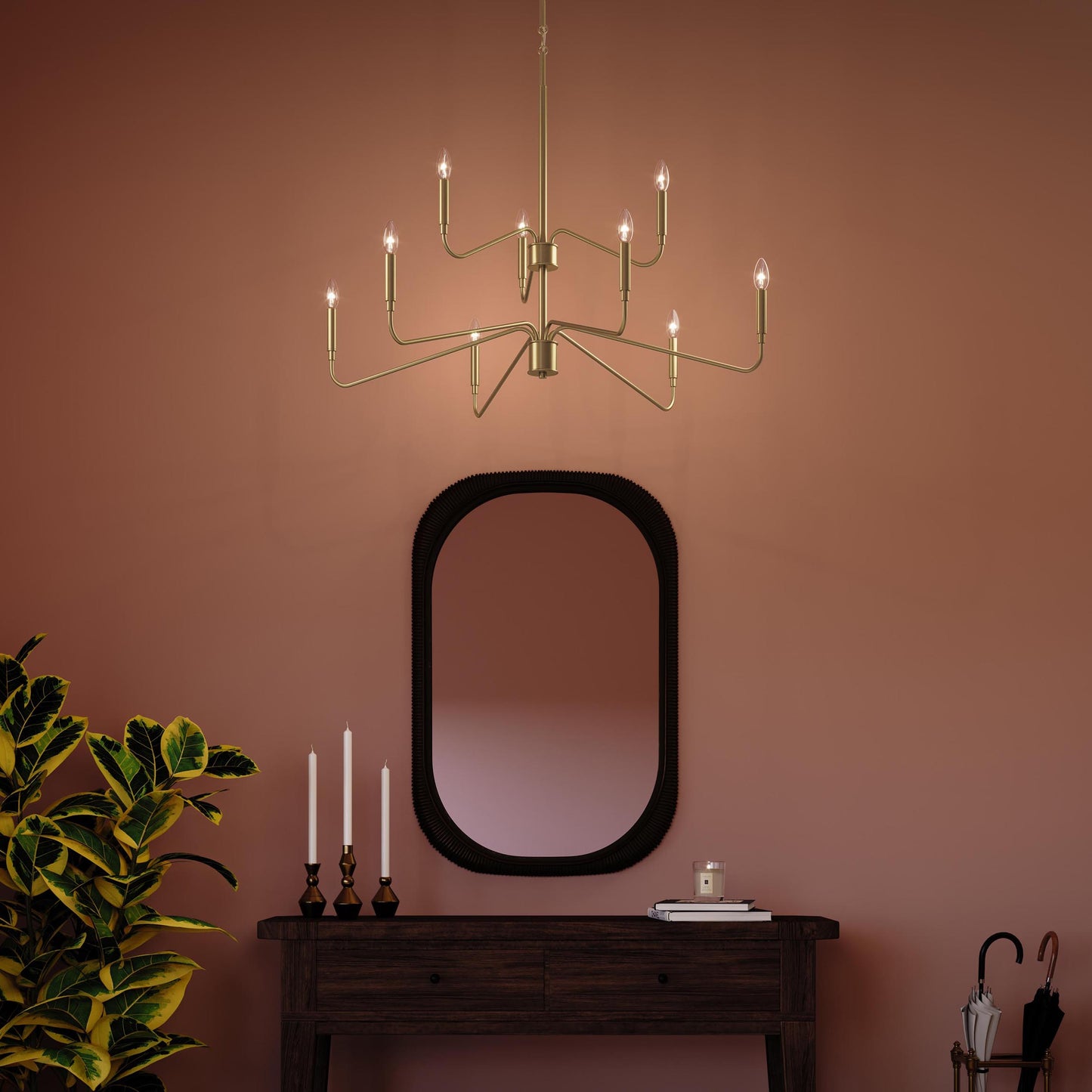 Progress Lighting P400474-191 Pilar 9 Light 40 inch Brushed Gold Chandelier