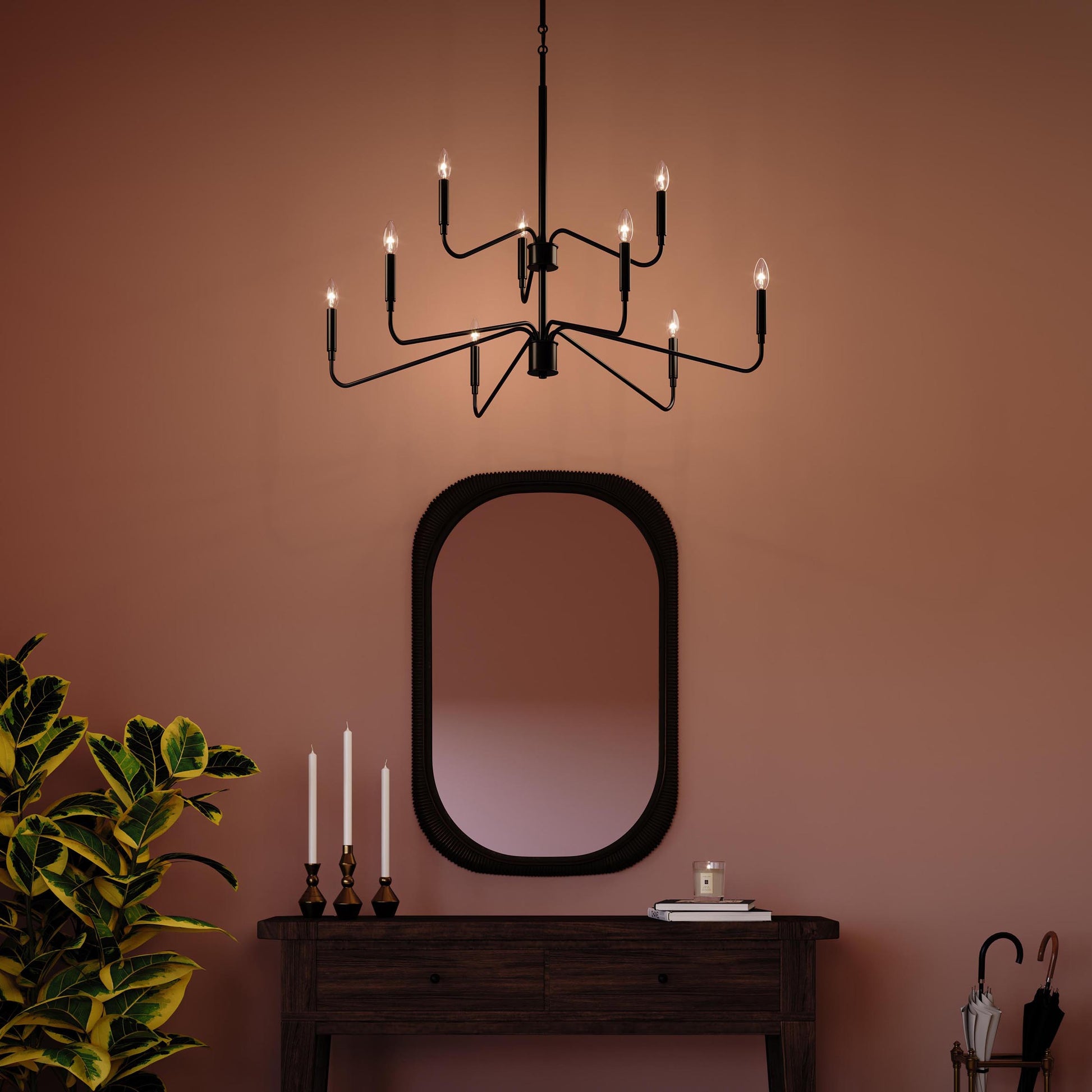 Progress Lighting P400474-31M Pilar 9 Light Matte Black Chandelier