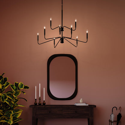 Progress Lighting P400474-31M Pilar 9 Light Matte Black Chandelier