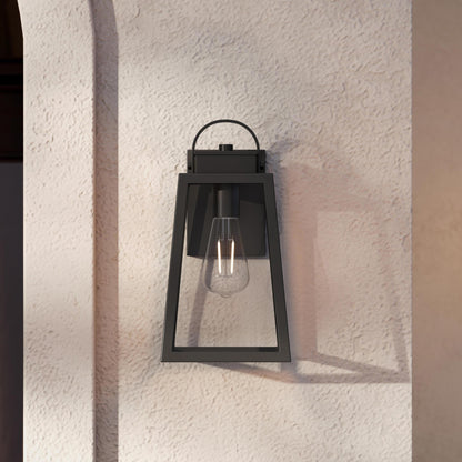 Progress Lighting P560402-31M Hedry Matte Black Outdoor Wall Lantern - Detail Exterior Lifestyle Shot