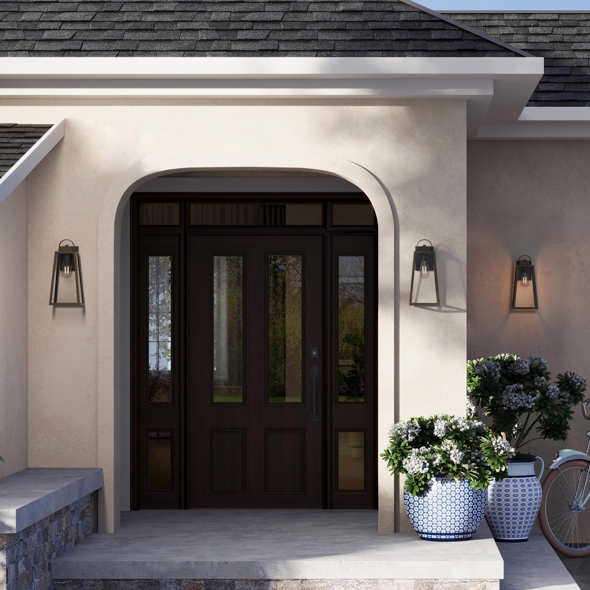 Progress Lighting P560403-020 Hedry Antique Bronze Outdoor Wall Lantern - Daytime Exterior Lifestyle Shot