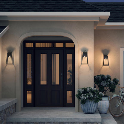 Progress Lighting P560403-020 Hedry Antique Bronze Outdoor Wall Lantern - Nighttime Exterior Lifestyle Shot