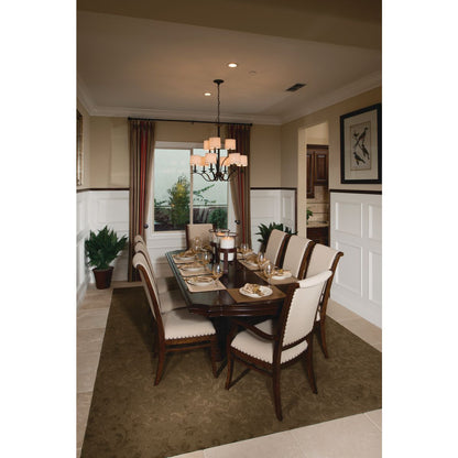 Progress Lighting Shade beige linen fabric shade in dining room setting